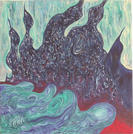 " Quand elle me traverse le corps " / 50 x 50 / Huile / 2004