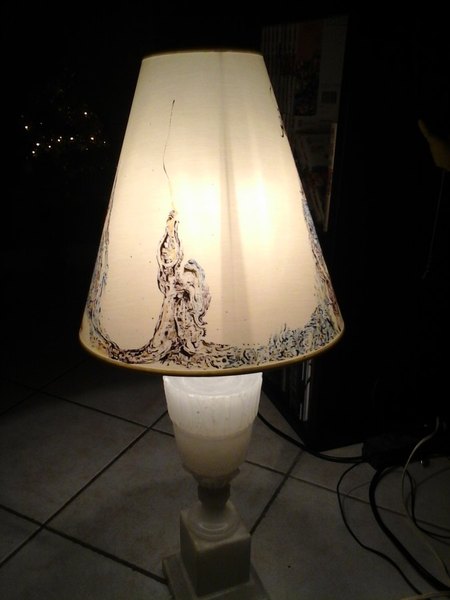 Lampe bleue abat jour tissu