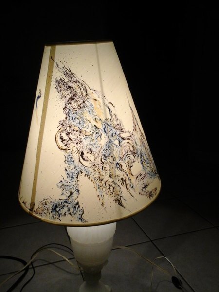 Lampe  bleue abat jour en tissu