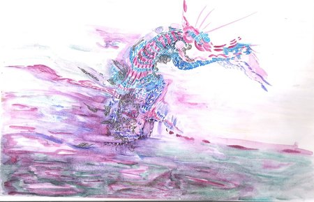 Dragon rouge et bleu