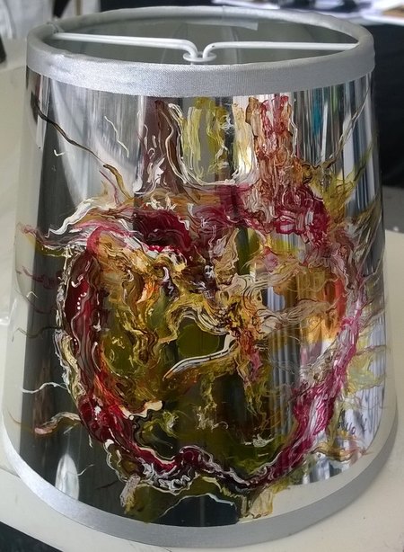 Abat-jour argent soleil rouge